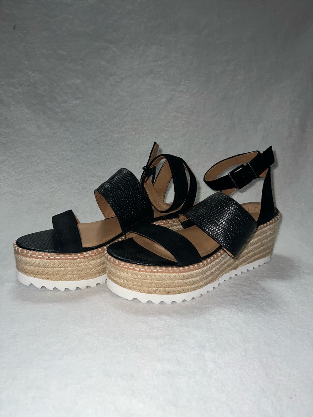 Black Platform Sandals with Ankle Strap